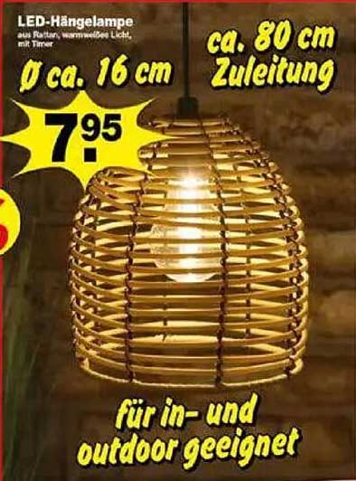 LED-Hängeleuchte aus Rattan mit Timer