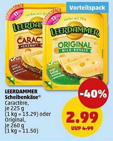 LEERDAMMER Scheibenkäse - 40% Rabatt auf die beliebtesten Sorten!