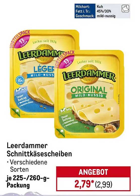 Leerdammer Schnittkäsescheiben - Verschiedene Sorten