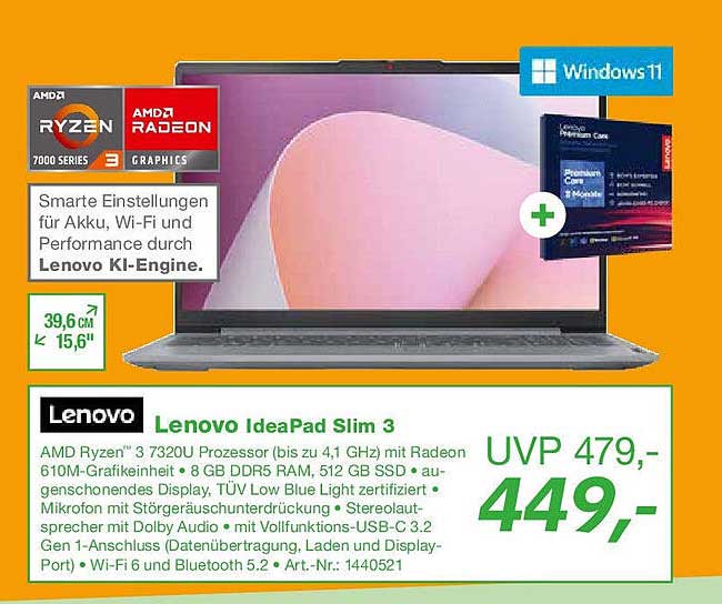 Lenovo IdeaPad Slim 3 mit AMD Ryzen 3