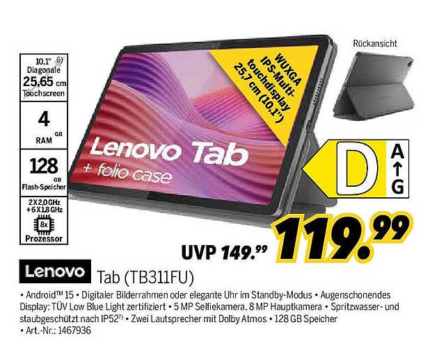 Lenovo Tab (TB311FU) mit folio case