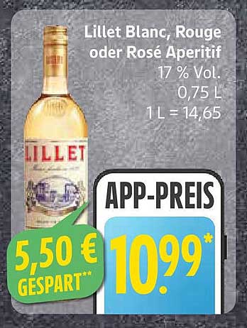 Lillet Blanc, Rouge oder Rosé Aperitif 0,75 L