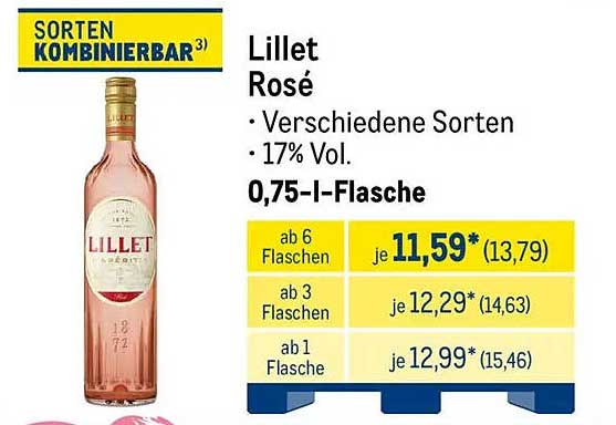 Lillet Rosé - 0,75 l-Flasche zu Sonderpreisen