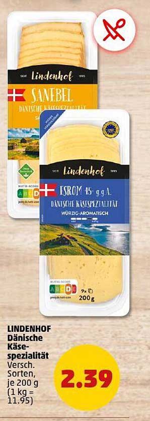 LINDENHOF Dänische Käse-Spezialität Versch. Sorten, je 200 g (1 kg = 11,95)