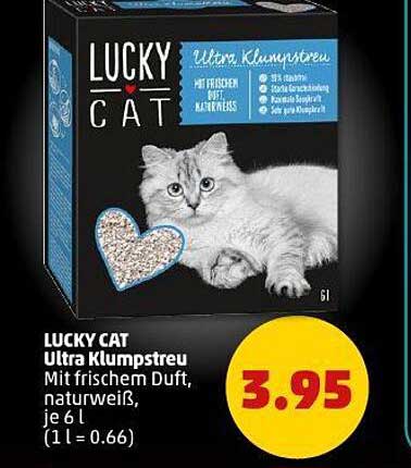 LUCKY CAT Ultra Klumpstreu, mit frischem Duft, naturweiß, je 6 l