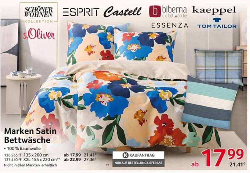 Marken Satin Bettwäsche – 100 % Baumwolle