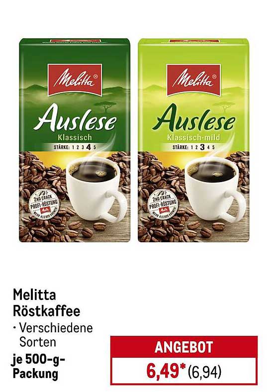 Melitta Auslese Röstkaffee – Verschiedene Sorten je 500-g-Packung