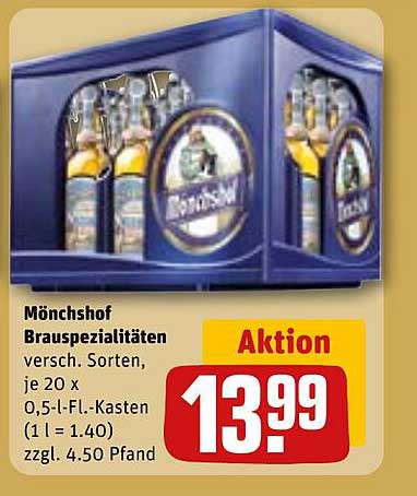 Mönchshof Brauspezialitäten 20 x 0,5 l-Fl.-Kasten