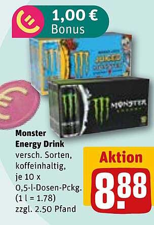 Monster Energy Drink – verschiedene Sorten im Angebot