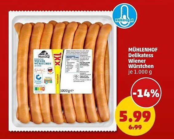 MÜHLENHOF Delikatess Wiener Würstchen je 1.000 g