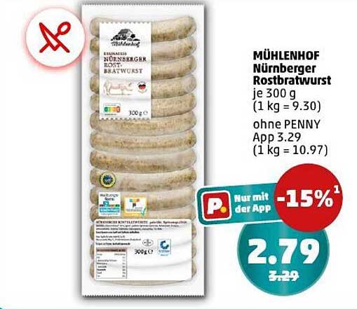 MÜHLENHOF Nürnberger Rostbratwurst 300 g