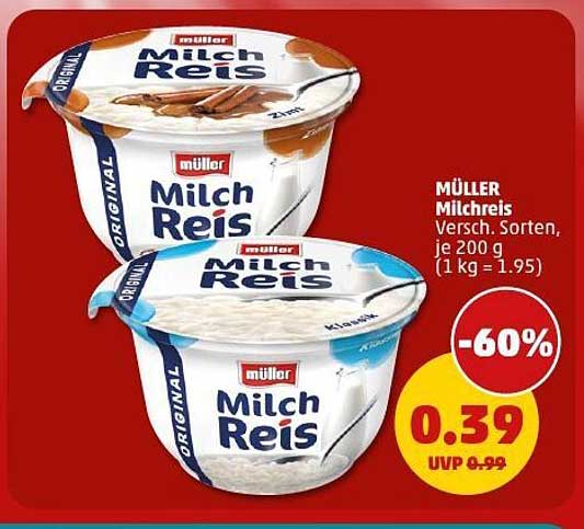 MÜLLER Milchreis, verschiedene Sorten, 200 g