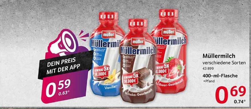 Müllermilch verschiedene Sorten 400-ml-Flasche