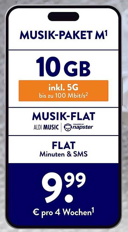 Musik-Paket M1 – 10 GB inkl. 5G und Musik-Flatrate