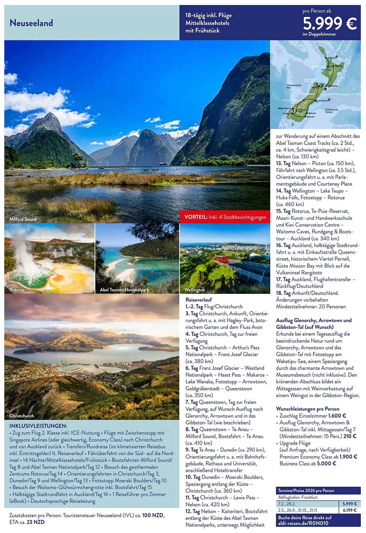 Neuseeland – 18-tägige Reise inkl. Flüge und Mittelklassehotels mit Frühstück