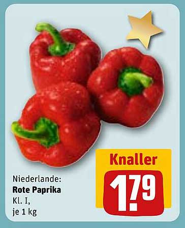 Niederlande: Rote Paprika Kl. I, je 1 kg