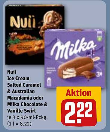 Nuii Ice Cream Salted Caramel & Australian Macadamia oder Milka Chocolate & Vanilla Swirl
