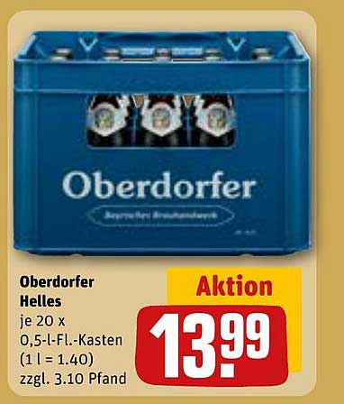 Oberdorfer Helles – 20 x 0,5-l-Fl.-Kasten für nur 13,99 €