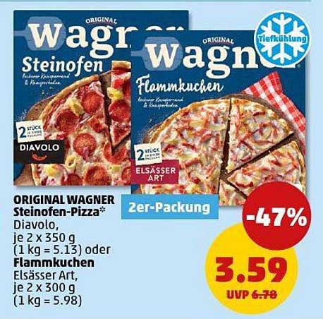 ORIGINAL WAGNER Steinofen-Pizza und Flammkuchen 2er-Packung