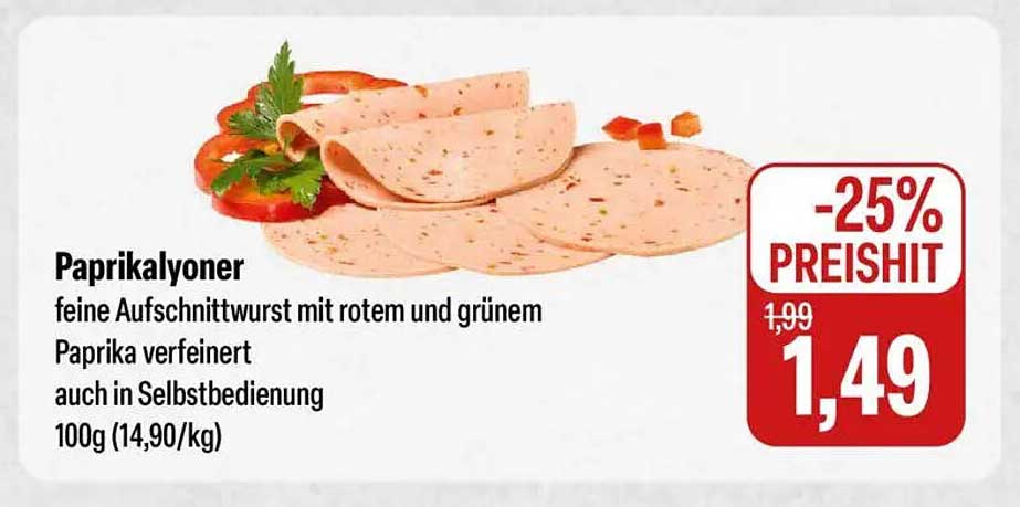 Paprikalyoner - feine Aufschnittwurst mit rotem und grünem Paprika