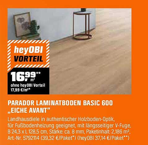 PARADOR LAMINATBODEN BASIC 600 „EICHE AVANT“