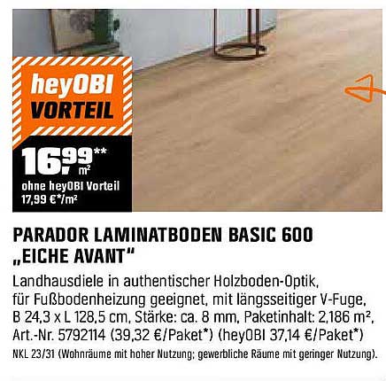 PARADOR LAMINATBODEN BASIC 600 "EICHE AVANT"