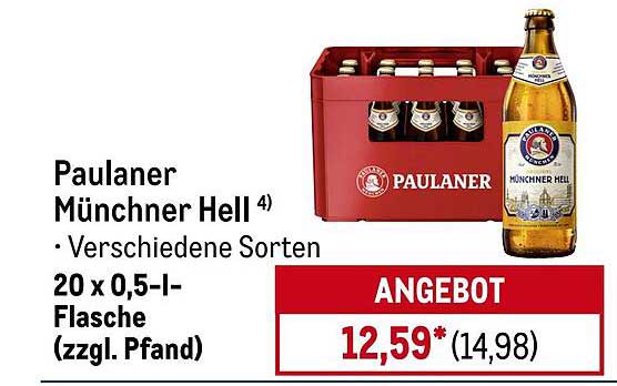 Paulaner Münchner Hell 20 x 0,5-l-Flasche (zzgl. Pfand)