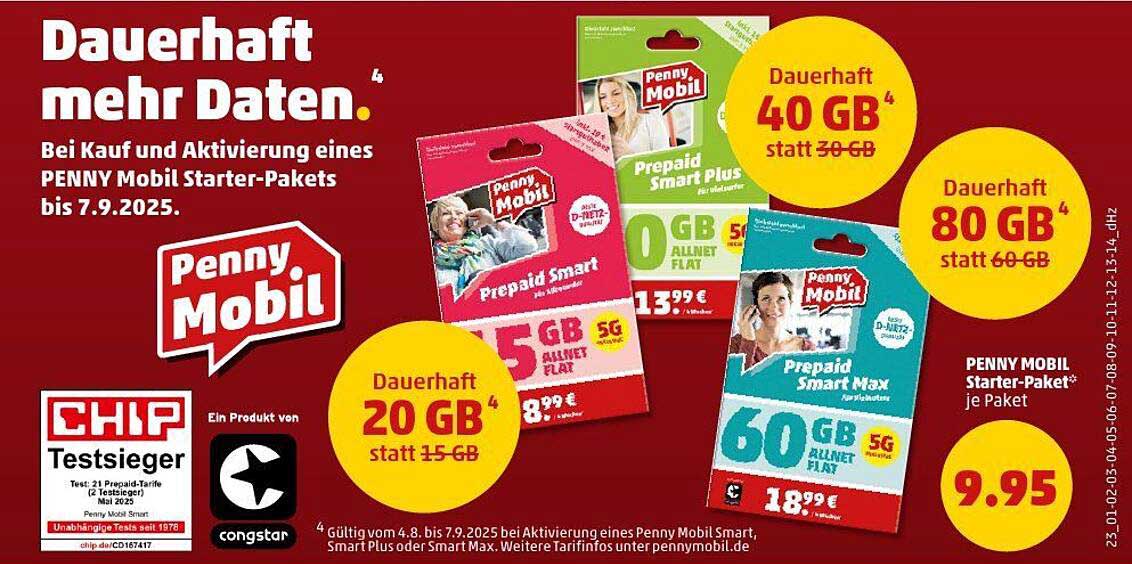 PENNY MOBIL Starter-Paket mit dauerhaft mehr Daten