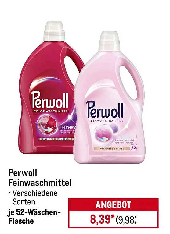 Perwoll Feinwaschmittel - Verschiedene Sorten je 52-Waschen-Flasche