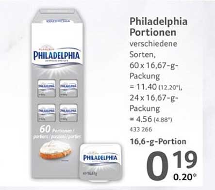 Philadelphia Portionen verschiedene Sorten (60 x 16,67 g)