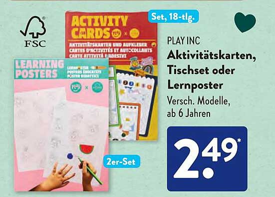PLAY INC Aktivitätskarten, Tischset oder Lernposter, 18-tlg.