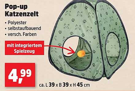 Pop-up Katzenzelt mit integriertem Spielzeug