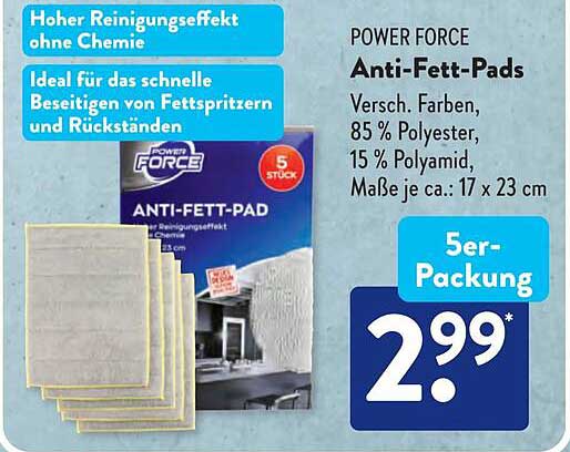 POWER FORCE Anti-Fett-Pads – 5er-Packung
