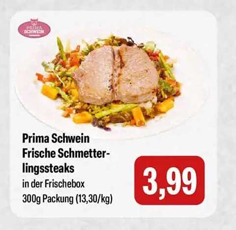 Prima Schwein Frische Schmetterlingssteaks in der Frischebox