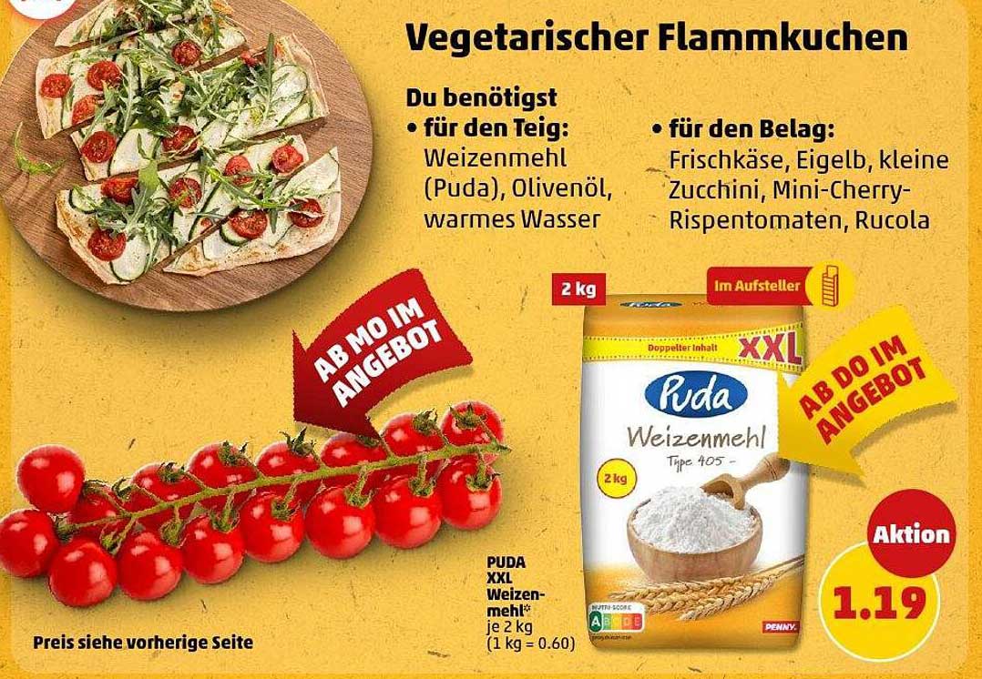 Puda Weizenmehl 2 kg - Aktion für 1,19€