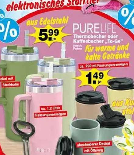 PURELIFE Thermobecher oder Kaffeebecher 'To-Go'