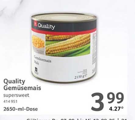 Quality Gemüsemais supersweet 2650 ml Dose
