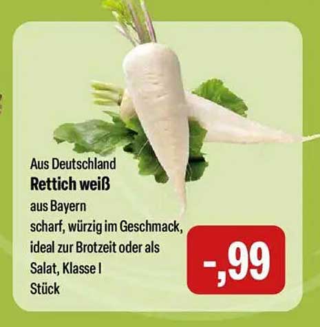 Retttich weiß aus Deutschland - Klasse I - Stück