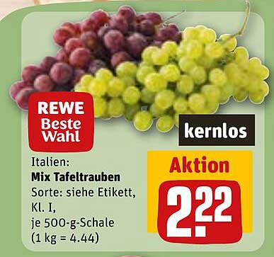 REWE Beste Wahl Mix Tafeltrauben 500-g-Schale