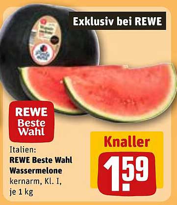 REWE Beste Wahl Wassermelone kernarm, Kl. I, je 1 kg