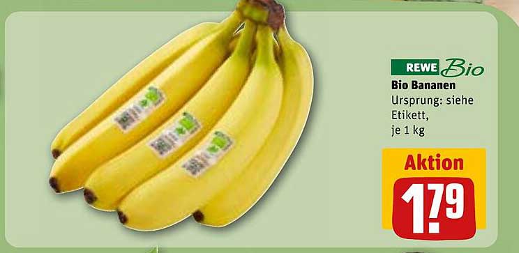REWE Bio Bananen - 1 kg für nur 1,79 €