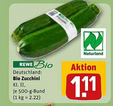 REWE Bio Zucchini Kl. II, je 500-g-Bund