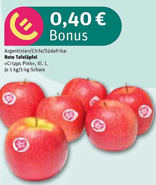 Rote Tafeläpfel »Cripps Pink«, Kl. I, je 1 kg/1-kg-Schale