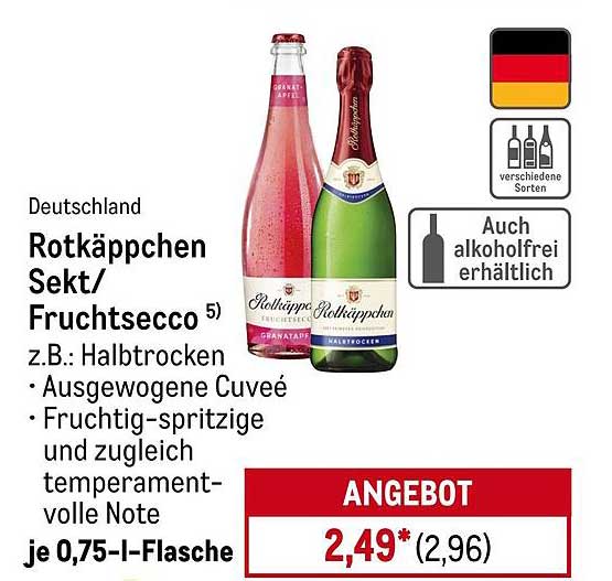 Rotkäppchen Sekt/Fruchtsecco 0,75 l - Halbtrocken