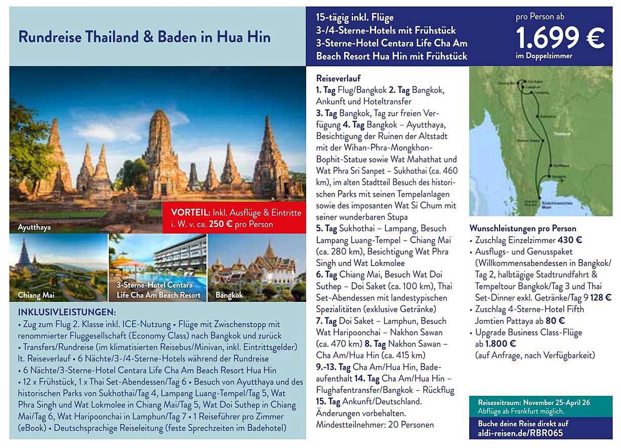 Rundreise Thailand & Baden in Hua Hin