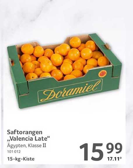 Saftorangen „Valencia Late“ Ägypten, Klasse II