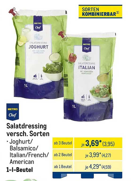 Salatdressing verschiedene Sorten - Jogurt, Italian, Balsamico, French und American