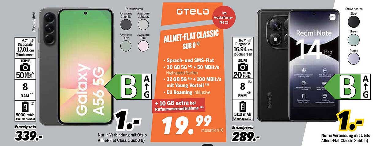 Samsung Galaxy A56 5G mit Otelo Allnet-Flat Classic Sub 0