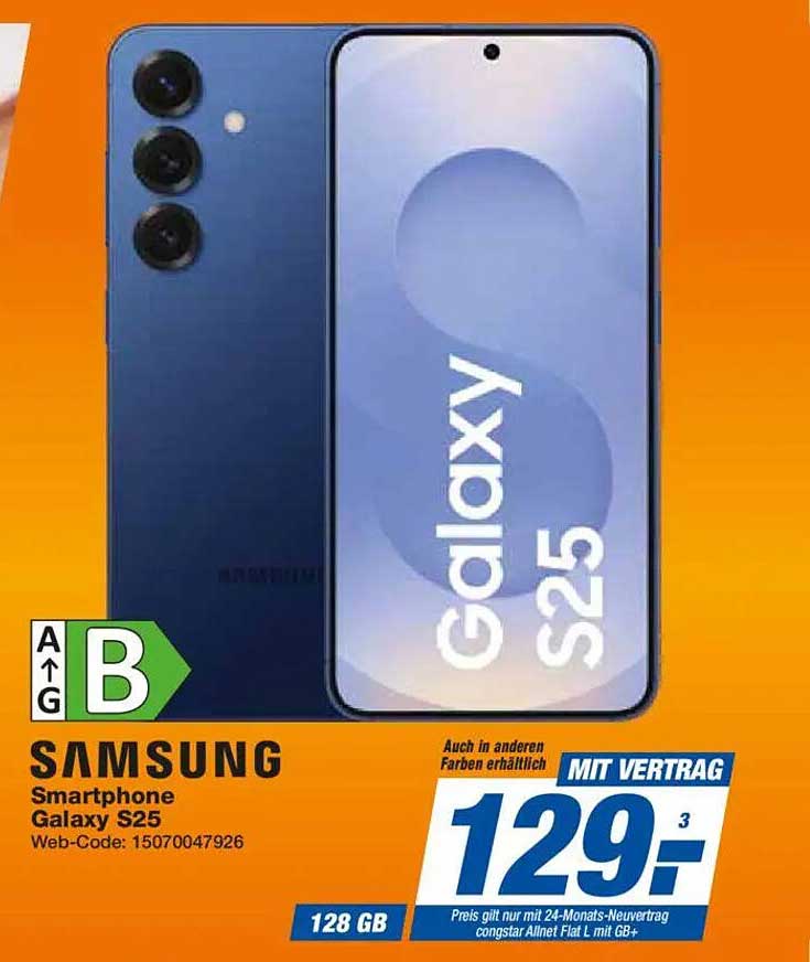 Samsung Smartphone Galaxy S25 mit Vertrag