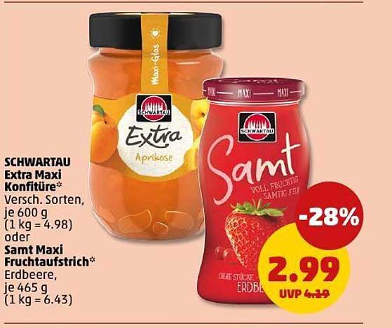 SCHWARTAU Extra Maxi Konfitüre oder Samt Maxi Fruchtaufstrich